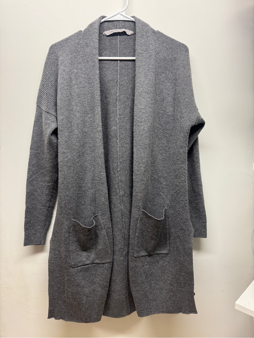 Athleta Heather Gray Open-Front Long Cardigan